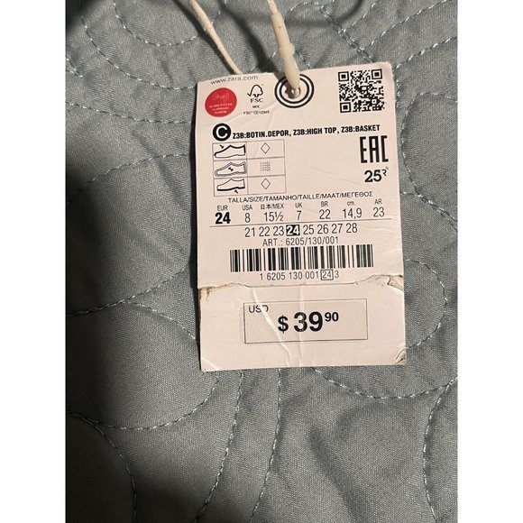 (SOLD)Zara Boys Kids Classic Sneaker High Top White Tops Athletic Shoes8 Baby - Picture 5 of 7